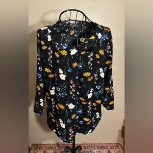 size extra large womens floral shirt black white blouse xl casual dress
